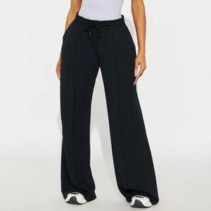 Fashion Nova Soft Side Wide Leg Sweatpants - Black